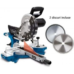 HM 254 Scheppach Fierastrau circular unghiular culisant ,putere 2000 W , diametru disc 255 ( include 2 discuri ) , cod 5901216901