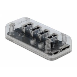 HUB cu 4 x USB 3.0-A alimentare USB Transparent, Delock 64087