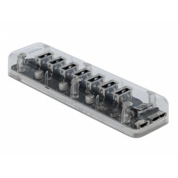 HUB 3.2 cu 7 x USB 3.0-A alimentare USB Transparent, Delock 64088