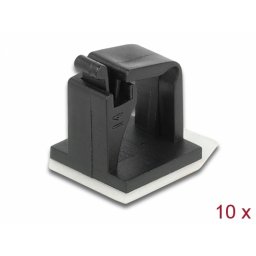 Set 10 buc suport pentru cablu cu clips adeziv Negru, Delock 60247