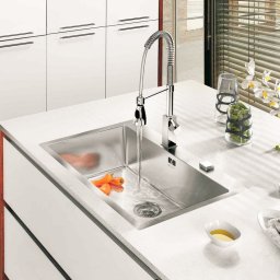 Chiuveta bucatarie inox BOX LUX 76 cu ventil automat scurgere + accesorii montaj