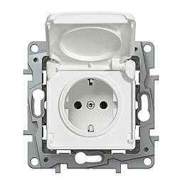 Priza Schuko simpla 2P+T cu capac, Legrand Niloe 664747