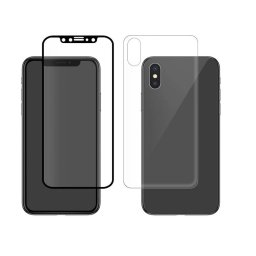 Folie Sticla Tempered Glass iPhone X iPhone XS 4D/5D Full Glue Fullcover Black Aluminium Frame Fata+Spate