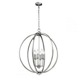 Lustră cristal living Corinne, 6xE14, argintiu, D:62,2 cm, FE-CORINNE-6P-L
