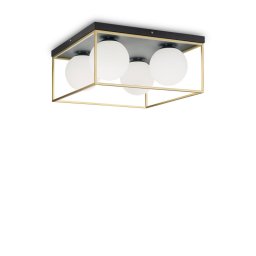 Plafoniera globuri Lingotto Pl4, negru-alama, alb, 4 becuri, 160W-E14