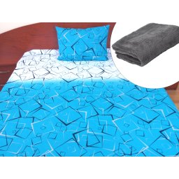 Set lenjerie pat 1 persoana Abstract cu patura gri