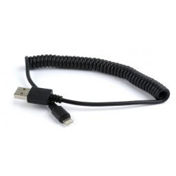 Cablu de incarcare + date USB 2.0 la iPhone Lightning spiralat 1.5m negru, Gembird CC-LMAM-1.5M