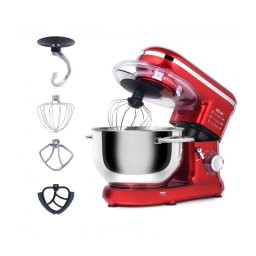 Mixer cu bol de 5.5 L din inox, MB-1300,1.6 kg aluat, putere 1400 W, 4 accesorii, 6 viteze + puls, Roșu