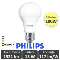 Bec LED Philips - CorePro LED bulb 2x13W A60 E27 827 alb-cald
