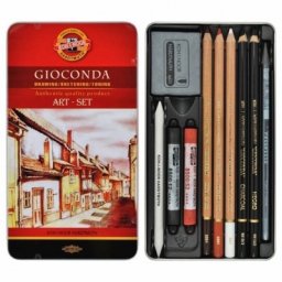 Set mini Gioconda sepia, cutie metal, 10 piese/set Koh-I-Noor