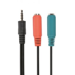 Cablu jack stereo 3.5mm la 2 x jack stereo 3.5mm casca + microfon T-M 20cm Negru, Gembird CCA-417