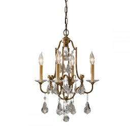 Lustră traditionala înaltă Valentina, E14, 4x60W, bronz, H:74-208 cm, convertibila în semi-plafoniera, FE-VALENTINA4