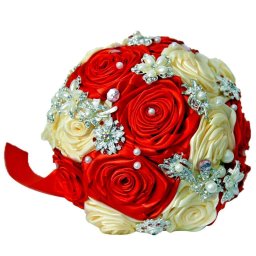 Buchet flori de saten si bijuterii - FEIS012