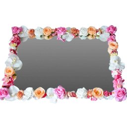 Oglinda realizata cu flori de matase, spuma si real touch, dim. 40x60cm - FEIS004