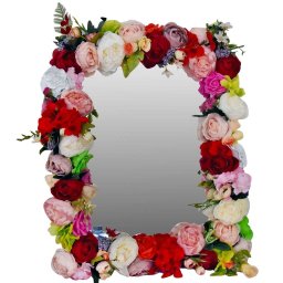 Oglinda miresei, lucrata cu flori de matase, 40x60 cm - FEIS003