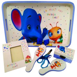 Set Mot Elefantul si Furnicuta, 7 piese, personalizat cu nume si data, DSPH1613