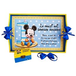 Set Mot Baby Mickey, 7 piese, personalizat cu nume si data, DSPH169