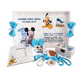 Set Mot Mickey, 7 piese, personalizat cu nume si data, DSPH164
