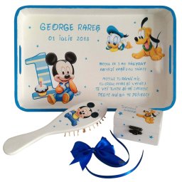 Set Mot Mickey, 7 piese, personalizat cu nume si data, DSPH161