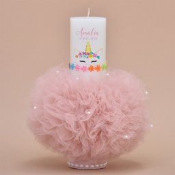 Lumanare de botez personalizat Unicorn Fluff