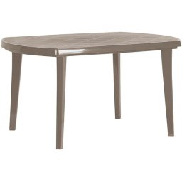 Masa de gradina, polipropilena, Keter, ovala, pentru a servi masa, culoare cappuccino, Elise, 6 persoane, dimensiuni 137 x 90 x 73 cm