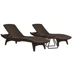 Sezlong pentru piscina, material polipropilena, pentru gradina si terasa, spatar ajustabil, culoare maro, Keter Pacific, fara perne, dimensiune 197 x 75 x 40.4 cm