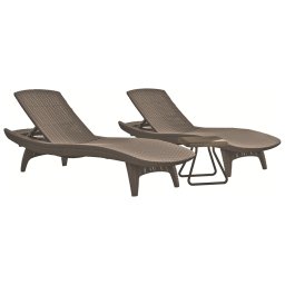 Sezlong de piscina, material polipropilena, pentru gradina si terasa, spatar ajustabil, culoare cappuccino, Keter, colectie Pacific, dimensiune 197x75x40.4 cm
