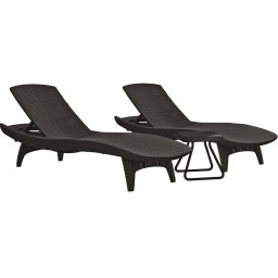 Sezlong de exterior, polipropilena grafit, spatar ajustabil, Keter Pacific, fara perne, 197x75x40.4 cm