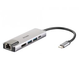 Docking station USB 3.1-C la HDMI 4K@30Hz, 2 x USB-A, 1 x Gigabit, 1 x USB-C PD (Power Delivery), D-LINK DUB-M520