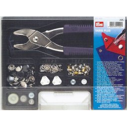 Set complet de montat capse si ocheti include cleste, unelte si 90 de piese Prym
