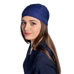 Boneta bleumarin , unisex, marime universala, cu prindere tip snur la spate