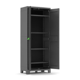 Dulap exterior, plastic, pentru gradina, terasa si garaj, 4 rafturi, graphite, Keter High Moby, 80x44x182 cm, incuietoare optionala