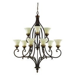 Candelabru salon și casa scării Drawing Room, D95cm, H129-383cm, 9xE27, nuc-ivoriu, FE-DRAWING-ROOM9