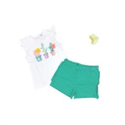 Compleu fete, tricou cu strassuri/pantaloni cu volanase, Birba