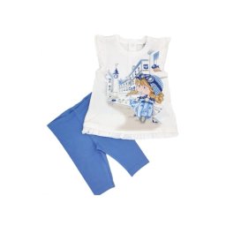 Compleu bebe, rochita cu volanas/colanti bleu, Mayoral 6luni