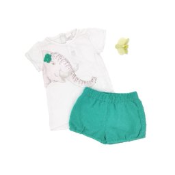 Compleu fetite, tricou asimetric/pantaloni cu captuseala, (culoare alb/verde) Birba