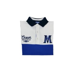Tricou polo Mayoral 7ani(alb/albastru/bleumarin)