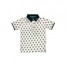 Tricou polo Emporio88(culoare alb/bleumarin)