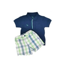 Set bebe tricou polo cu logo/pantaloni scurti Mayoral