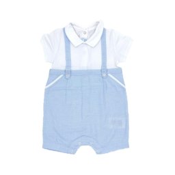 Salopeta bebe cu bretele, Mayoral 6-9luni(culoare alb/bleu)