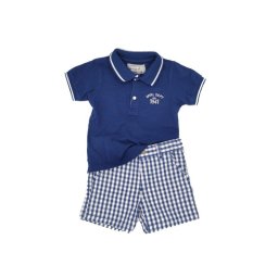 Set bebe, tricou bleumarin/pantaloni carouri, Mayoral 9luni