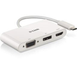 HUB extern D-Link 3 in 1, porturi VGA, Display Port, HDMI, conectare prin USB Type C, cablu 110 mm