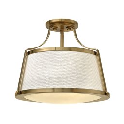 Semi-Plafonieră 3 brate și rama metalica CHARLOTTE, auriu caramel slefuit, sticlă albă, H:33cm, 3 becuri, HK-CHARLOTTE-SF-BC