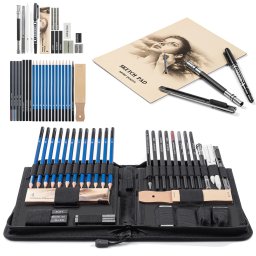 Set creioane pentru schite, desen, 42 de piese, grafit, carbune