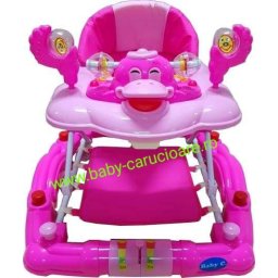 Premergator balansoar 2 in 1 cu roți din silicon Baby Care Ratusca Roz