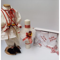 Set Traditional Botez - Costumas baietel Trusou Lumanare 3