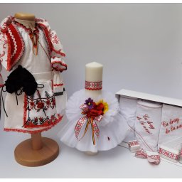 Set Traditional Botez - Costumas fetita Trusou Lumanare 6