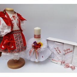 Set Traditional Botez - Costumas fetita Trusou Lumanare 7