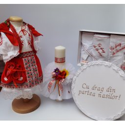 Set Traditional Botez - Costumas fetita Trusou Cutie pentru trusou Lumanare 2