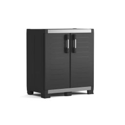 Dulap garaj depozitare unelte, scule, negru, 1 polita ajustabila, Keter Low XL, 89x54x99 cm, usi cu manere si balamale metalice, posibilitate lacat, picioare reglabile